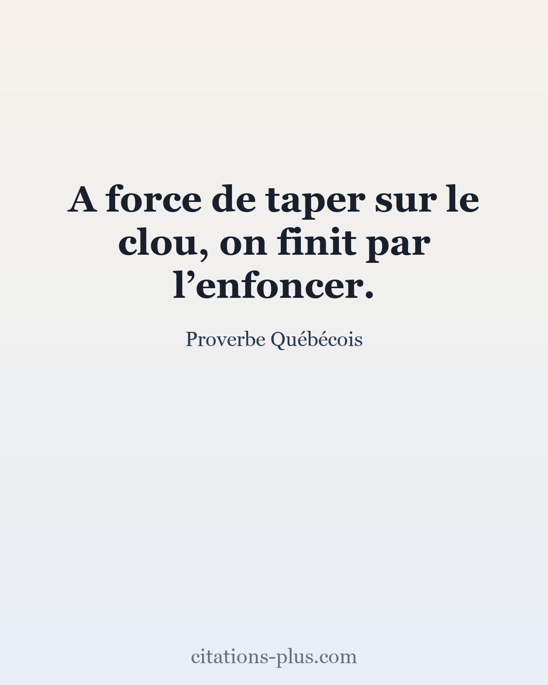 Carte Premium clair — Proverbe Québécois