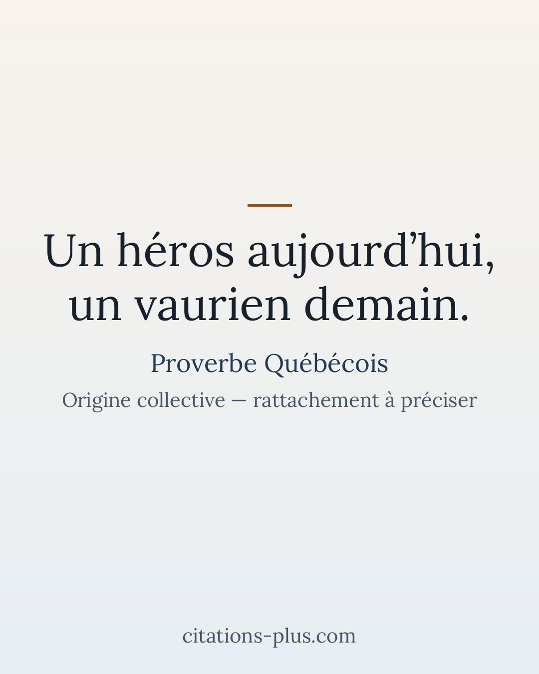 Carte Premium clair — Proverbe Québécois