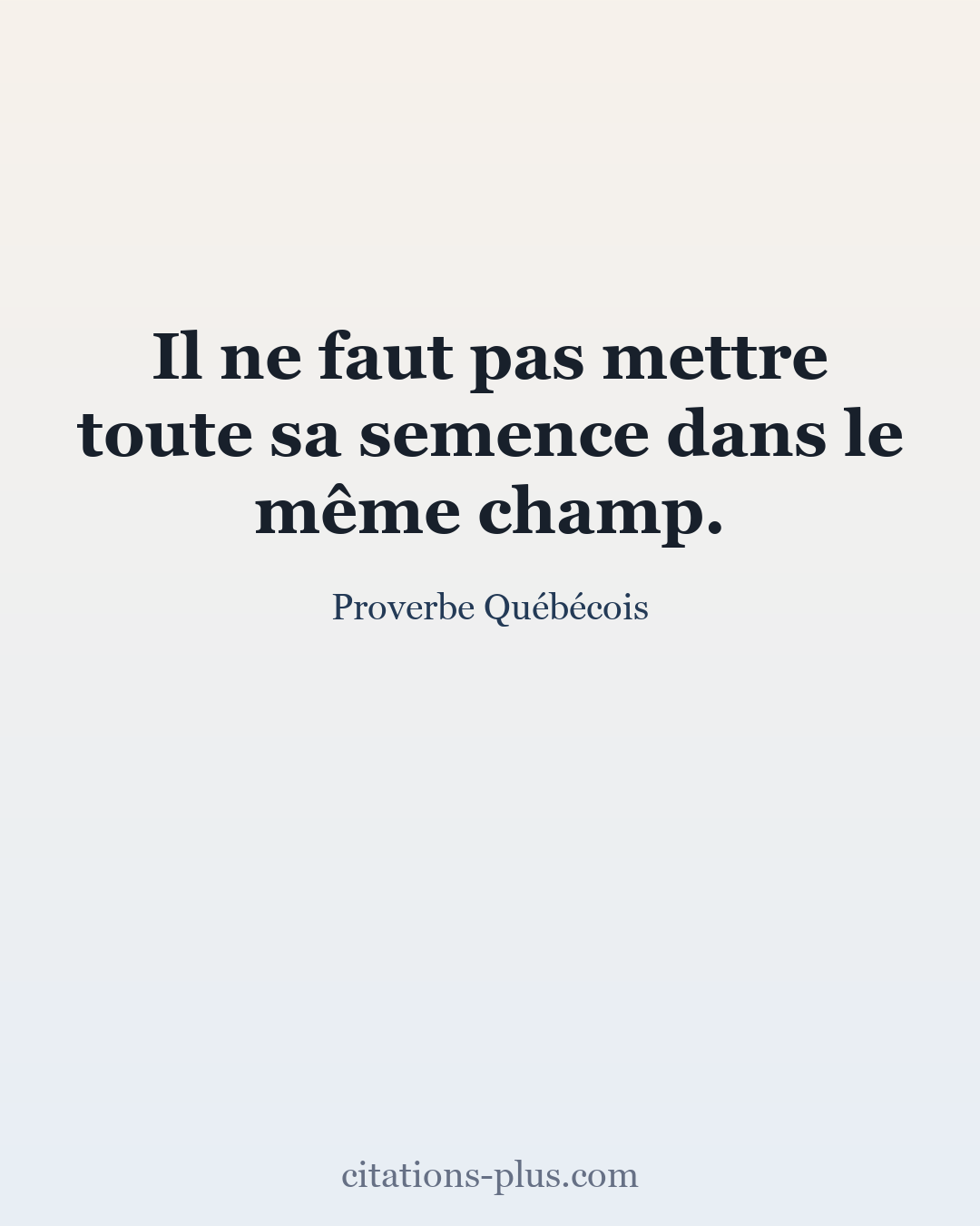 Carte Premium clair — Proverbe Québécois