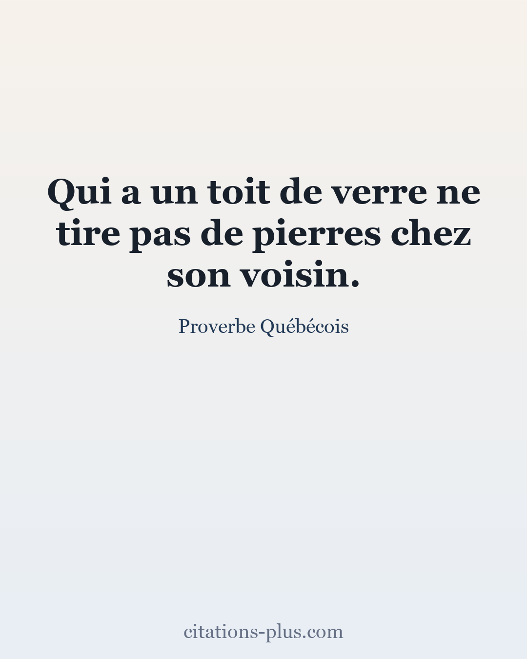 Carte Premium clair — Proverbe Québécois