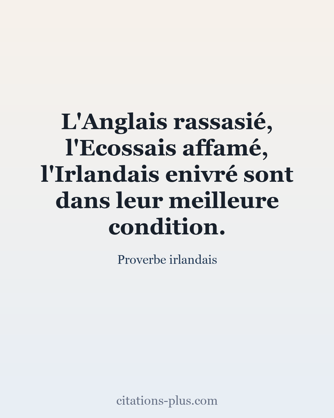 Carte Premium clair — Proverbe irlandais