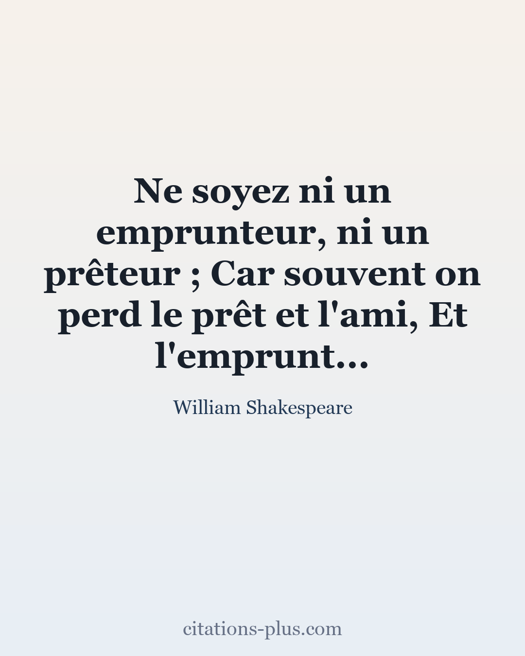 Carte Premium clair — William Shakespeare