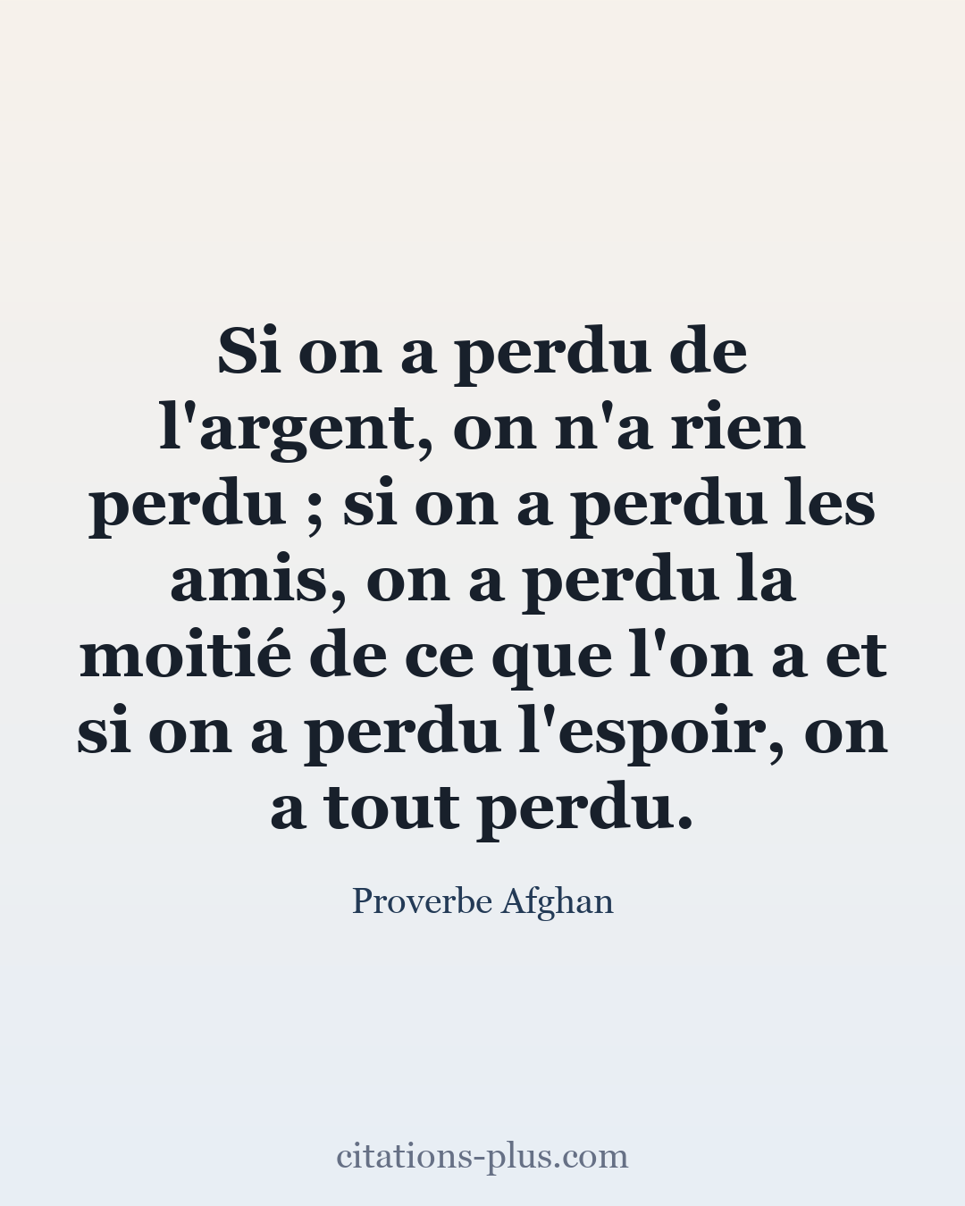 Carte Premium clair — Proverbe Afghan