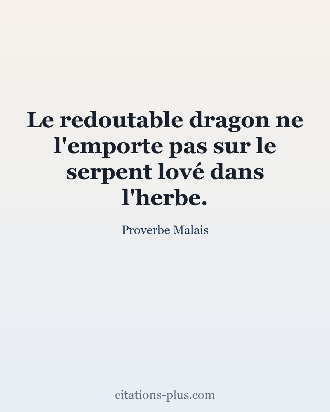 Carte Premium clair — Proverbe Malais