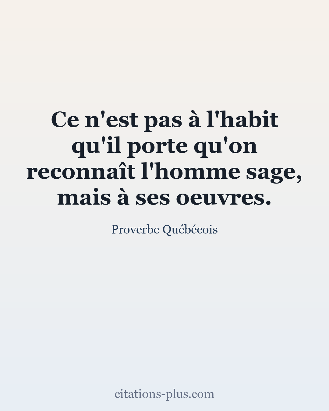 Carte Premium clair — Proverbe Québécois