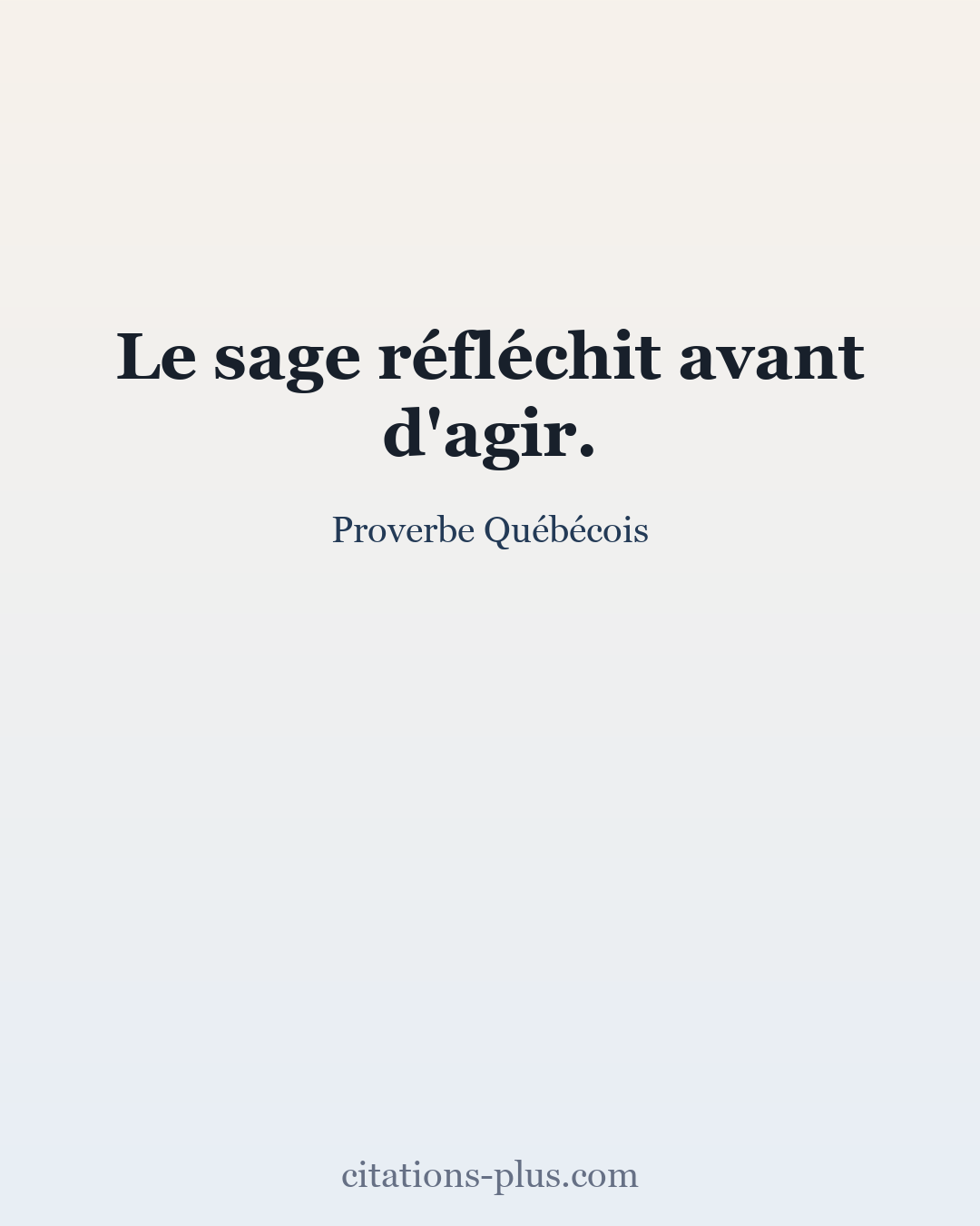 Carte Premium clair — Proverbe Québécois