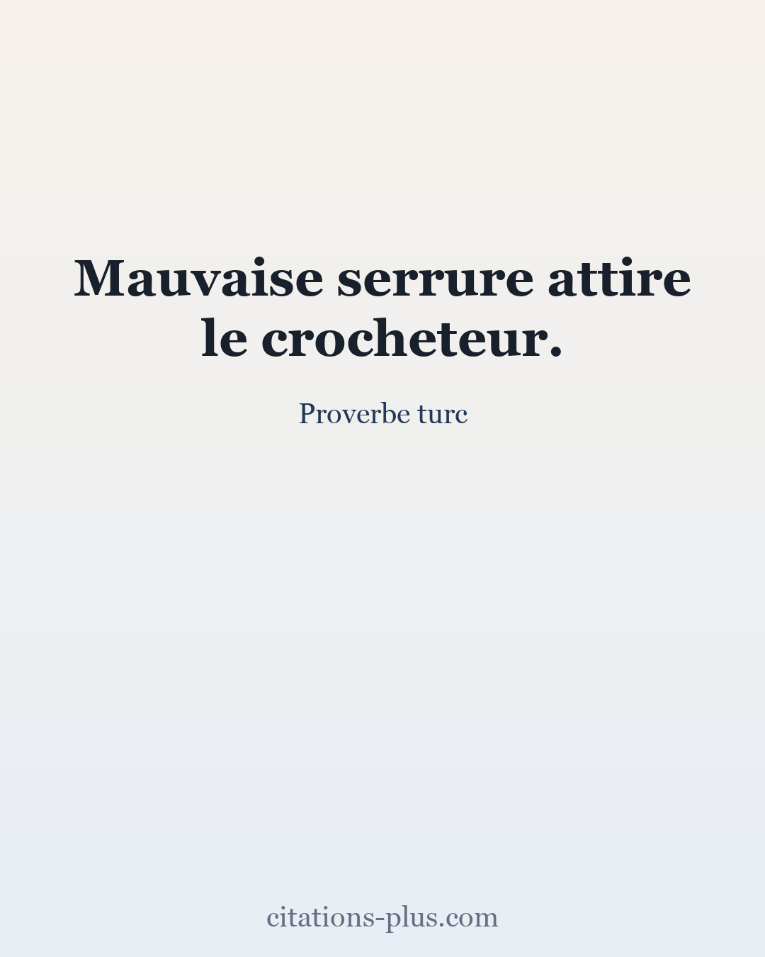 Carte Premium clair — Proverbe turc