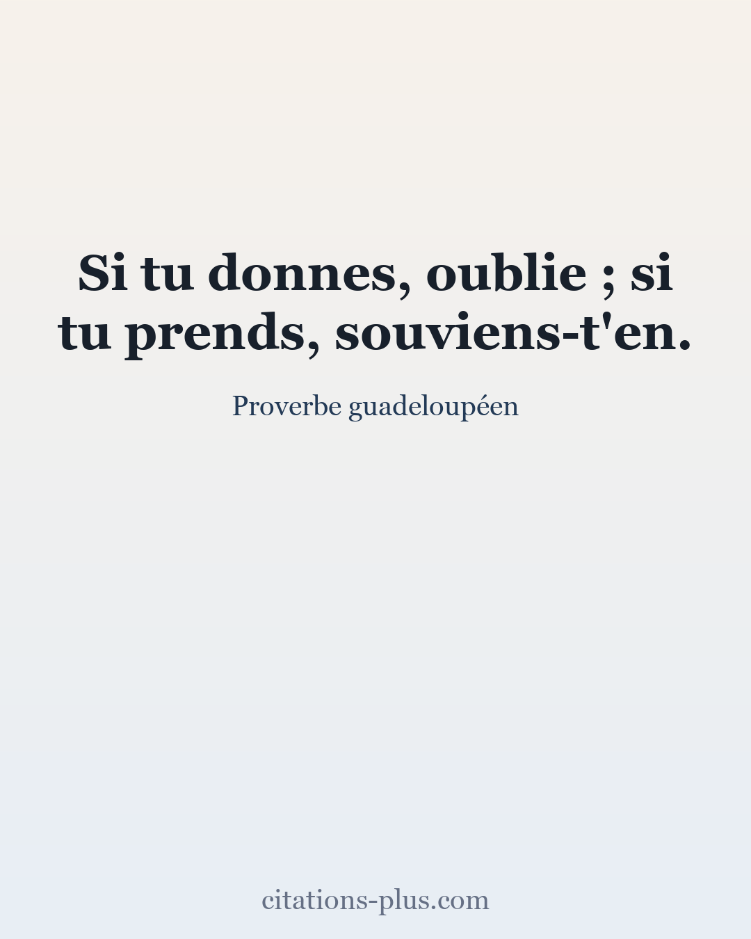 Carte Premium clair — Proverbe guadeloupéen