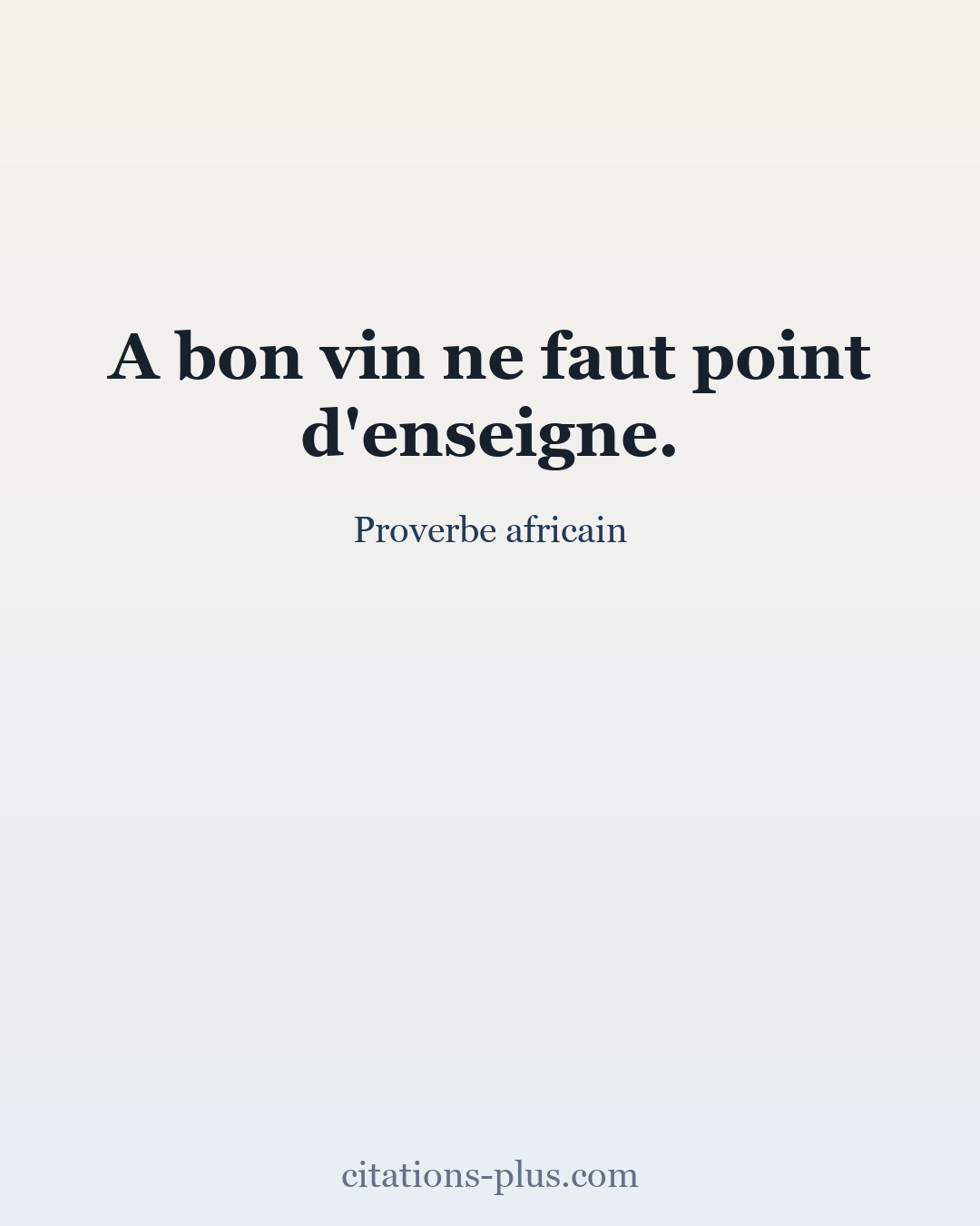 Carte Premium clair — Proverbe africain